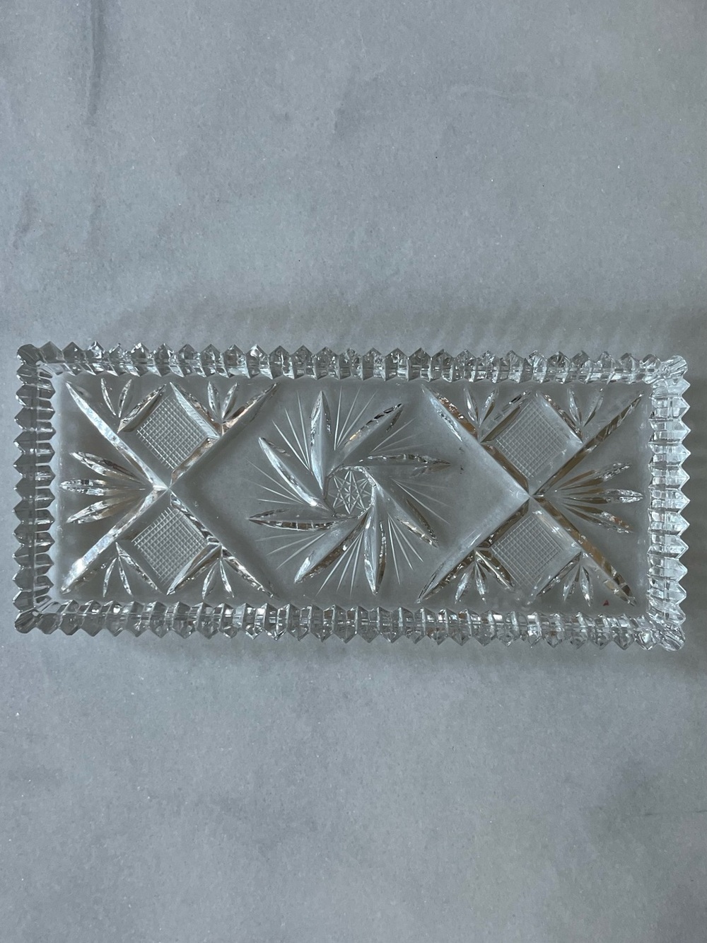 Vintage etched glass butter dish